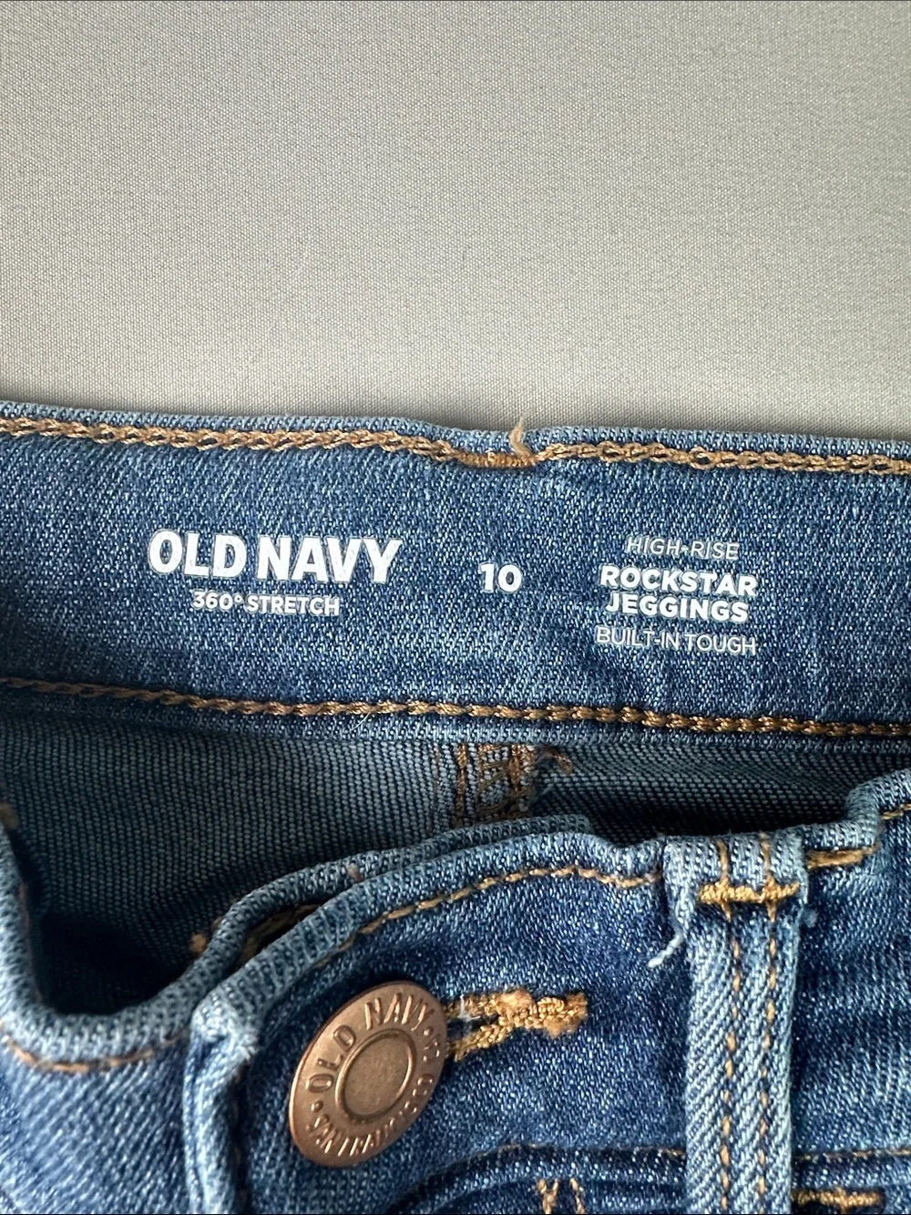 Old Navy Girls Blue Distressed High Rise Jeans Size 10 Rockstar Jegging Raw Hem